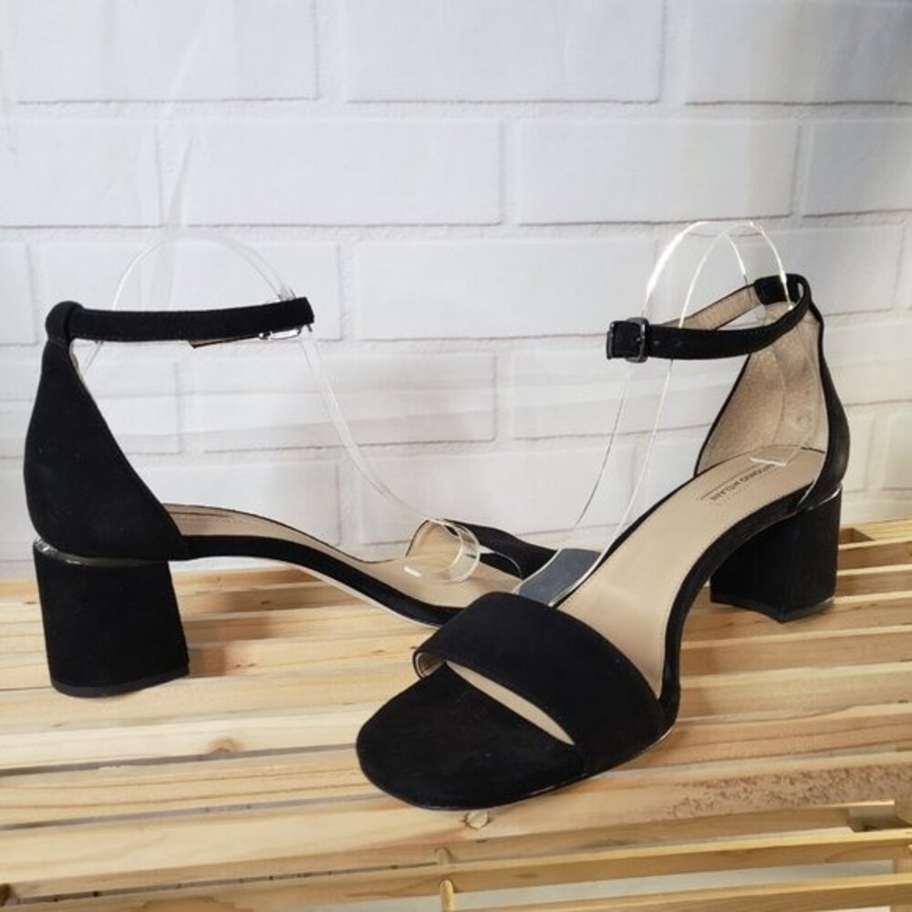 Antonio Melani Odella Black Suede Ankle Strap Block Heel Sandals Sz 12 - Picture 2 of 9